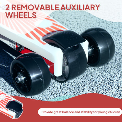 Electric Scooter for Kids 4-7, with Auxiliary Rear Wheels, Red