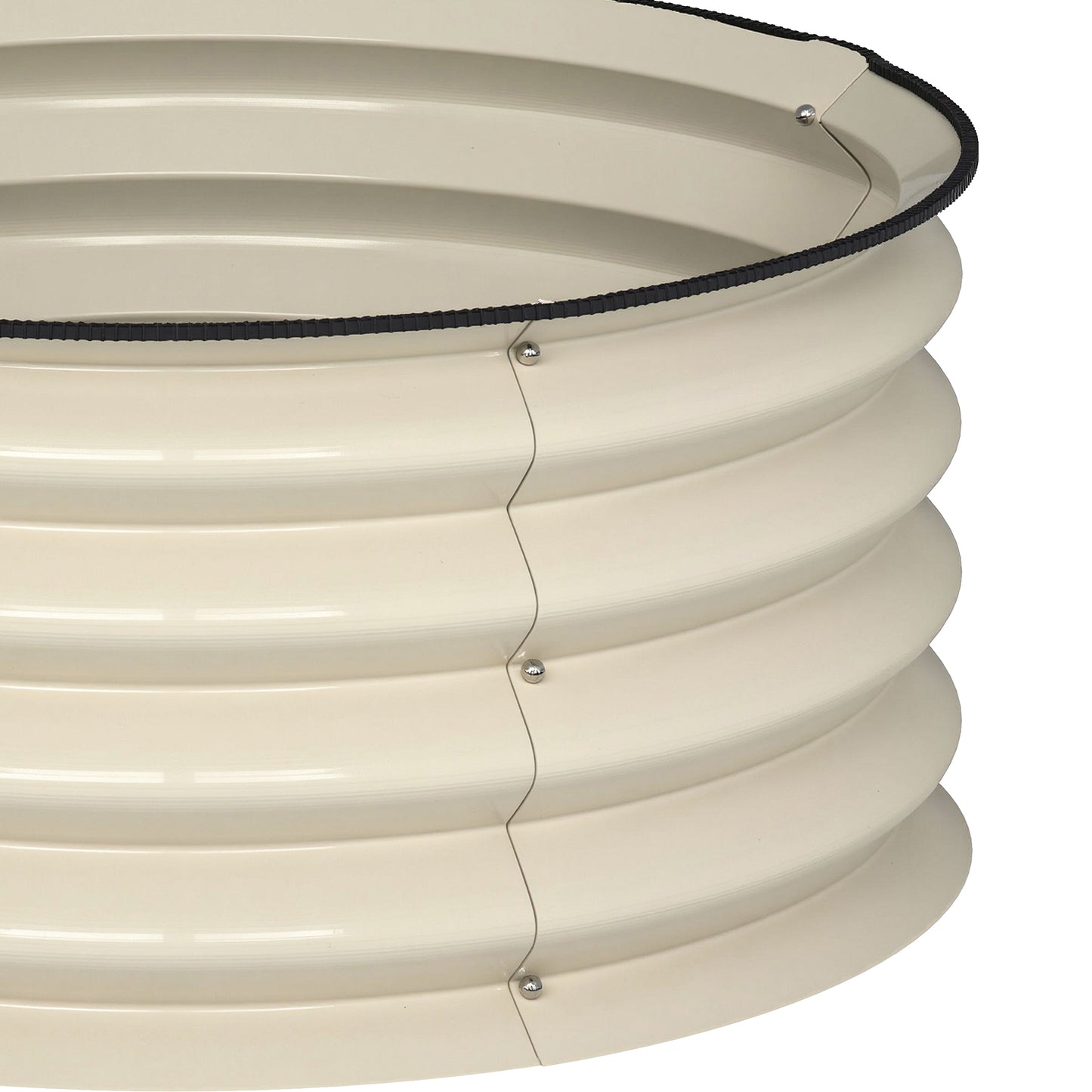 Set of 2 Raised Garden Bed with Safety Edging, Cream White