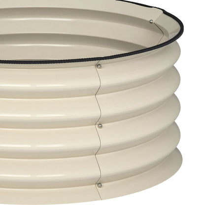 Set of 2 Raised Garden Bed with Safety Edging, Cream White