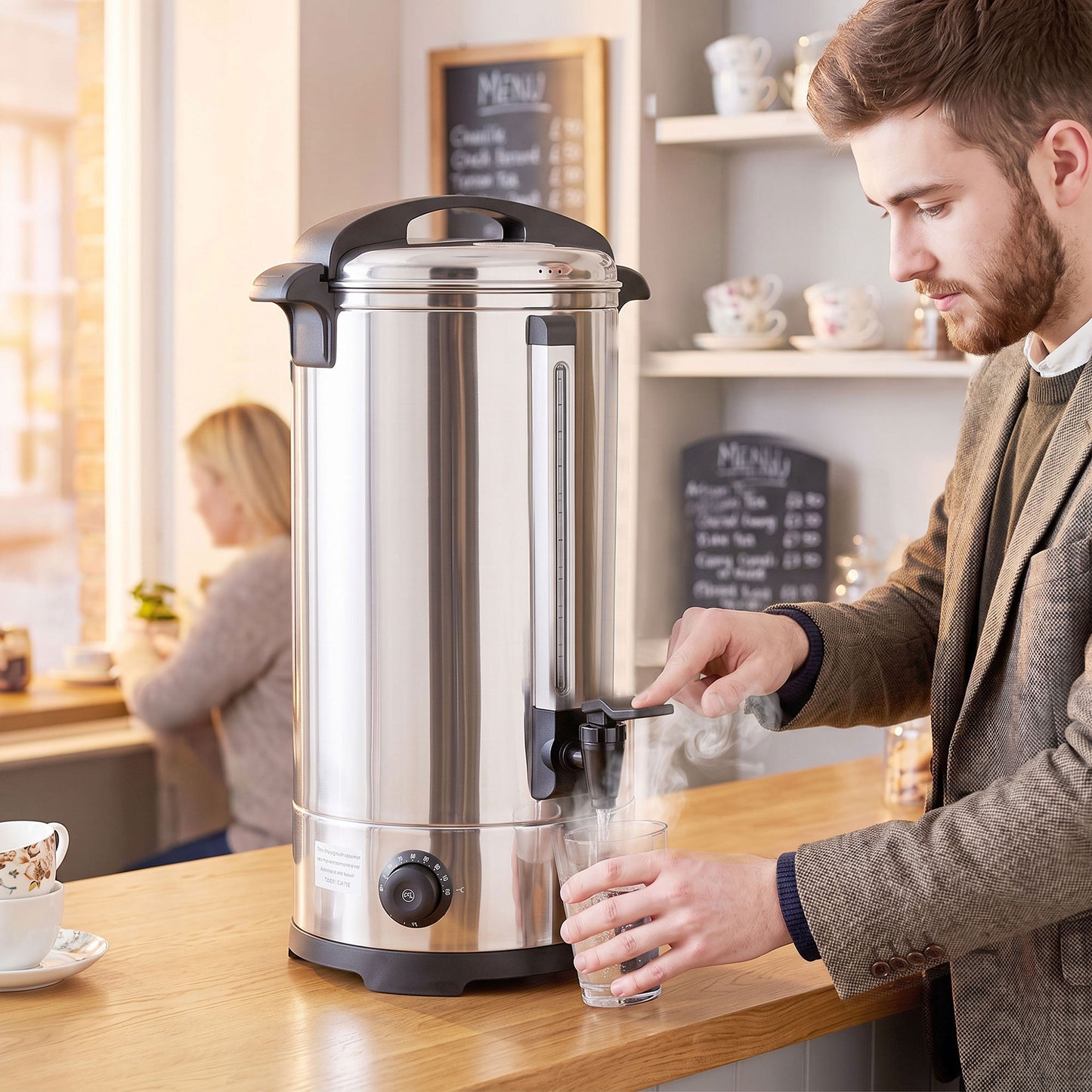 24L Catering Urn, 2500W Stainless Steel Tea Urn with Keep Warm