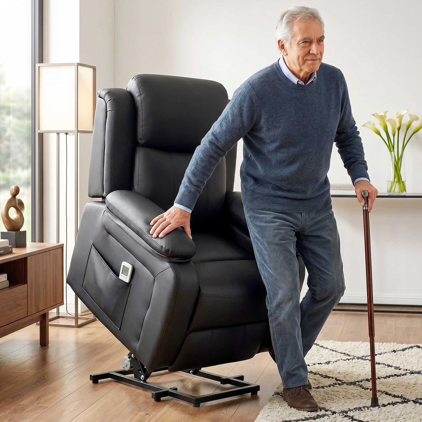 Riser and Recliner Chair Power Lift Recliner with Remote, Black