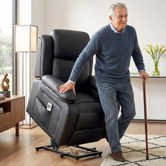 Riser and Recliner Chair Power Lift Recliner with Remote, Black