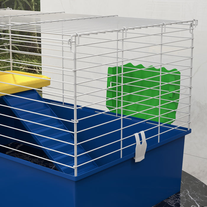 Small Animal Cage, Rabbit Guinea Pig Hutch, Pet Playhouse, Blue