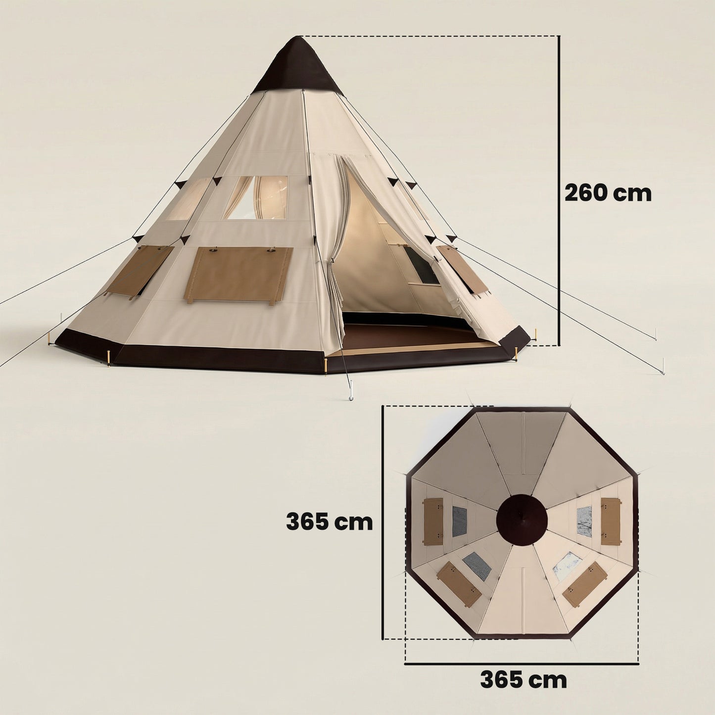 6-7 Person Large Family Party Camping Tent W/ Carrying Bag, Khaki