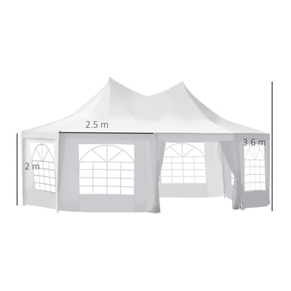 Outsunny 6.8x5M Octagonal Marquee, Heavy Duty Gazebo with Sides and 2 Doors, Party Tent Event Shelter, White