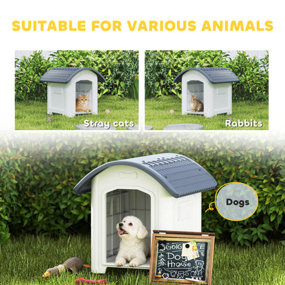 Plastic Outdoor Dog Kennel with Removable Floor, Waterproof Roof