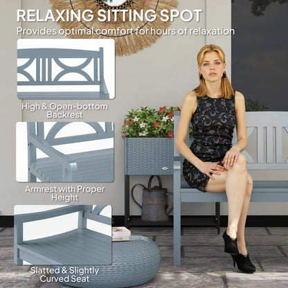 2-Seater Wooden Garden Bench Outdoor Patio Loveseat Grey