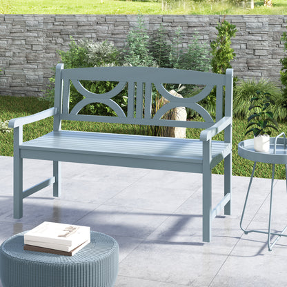 2-Seater Wooden Garden Bench Outdoor Patio Loveseat Grey