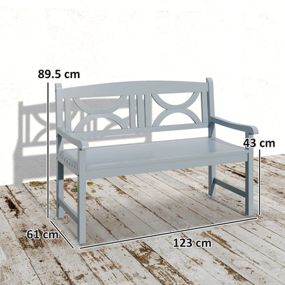 2-Seater Wooden Garden Bench Outdoor Patio Loveseat Grey