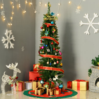 5FT Pencil Slim Artificial Christmas Tree with Study Stand Tips Green