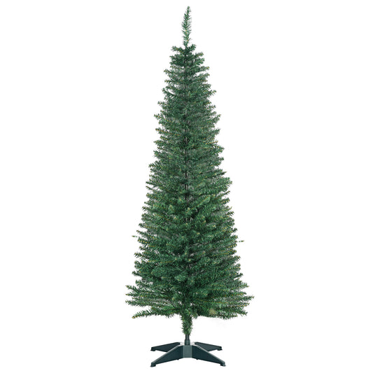 5FT Pencil Slim Artificial Christmas Tree with Study Stand Tips Green