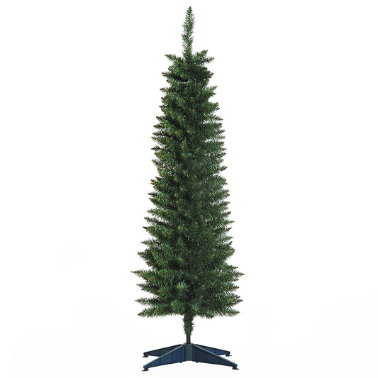 5FT Pencil Slim Artificial Christmas Tree with Study Stand Tips Green