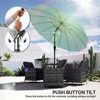 2m Shanghai Garden Parasol Umbrella, Outdoor Sun Shade, Turquoise