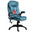 Massage Recliner Chair Heated Office Chair with Six Massage Points Velvet-Feel Fabric 360¬¨‚àû Swivel Wheels Blue