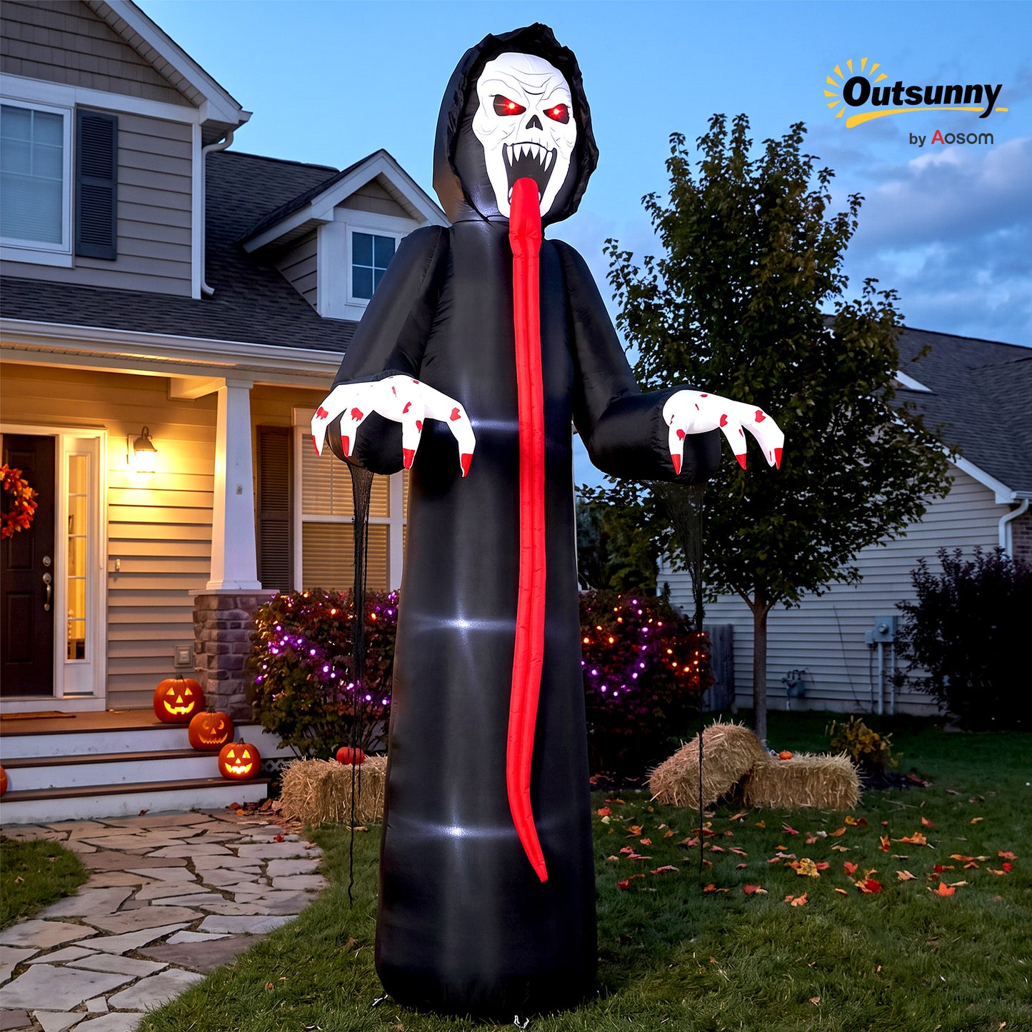 10 FT Halloween Inflatable Skeleton with Built-in LED Lights