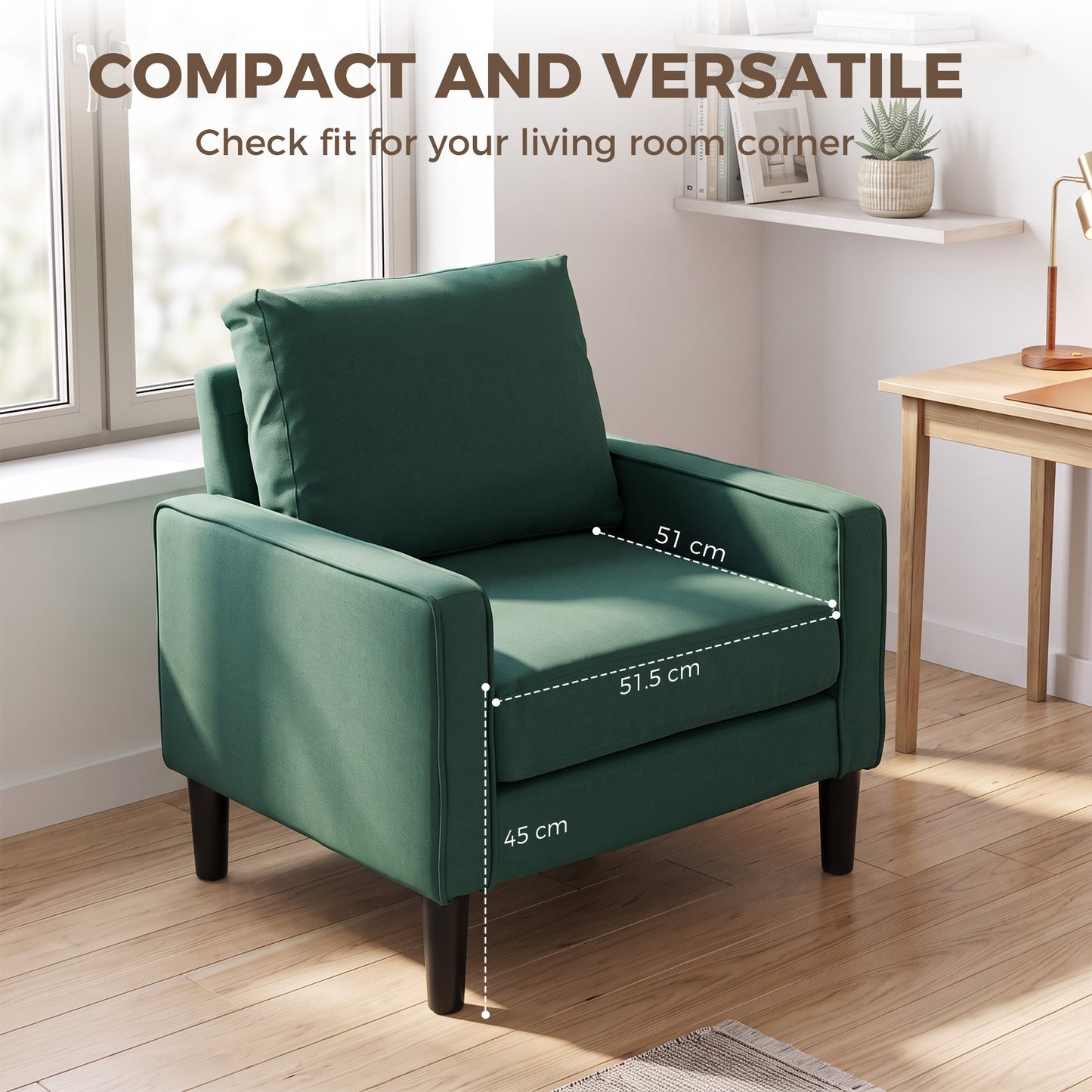 Removable Pillow Linen Accent Chair, Dark Green