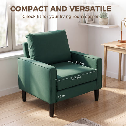 Removable Pillow Linen Accent Chair, Dark Green