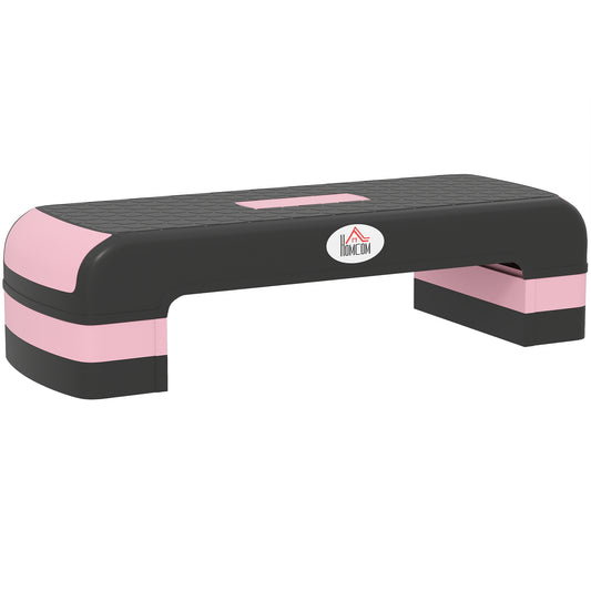 Aerobic Step Three-Level Adjustable Exercise Stepper, Black and Pink