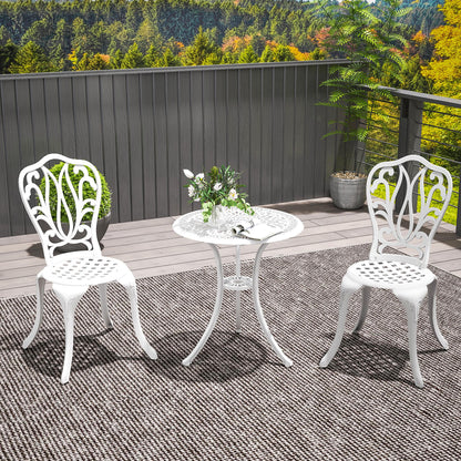 3 Piece Patio Bistro Set Outdoor Table Set with Umbrella Hole White