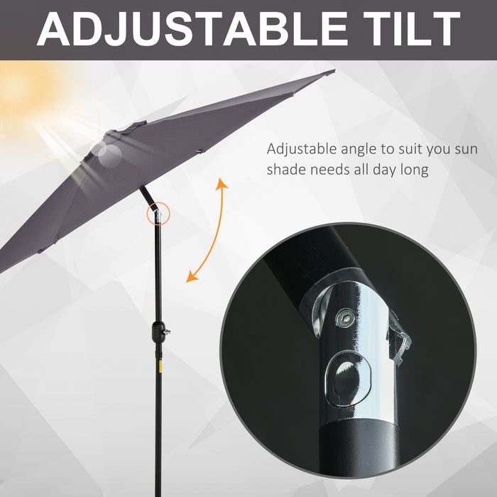 2.6M Garden Parasol Umbrella with Tilt and Crank, Outdoor Sun Parasol Sunshade Shelter with Aluminium Frame