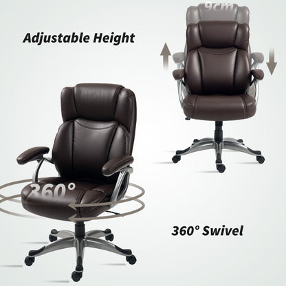 Tilting Executive Office Chair, PU Leather Desk Chair, Brown