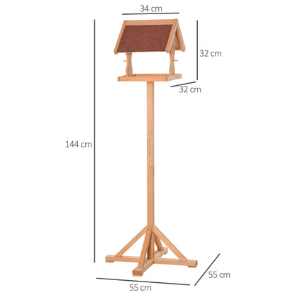 Wooden Bird Table Wild Bird Feeding Station Freestanding Feeder for Garden Outdoor 55 x 55 x 144cm