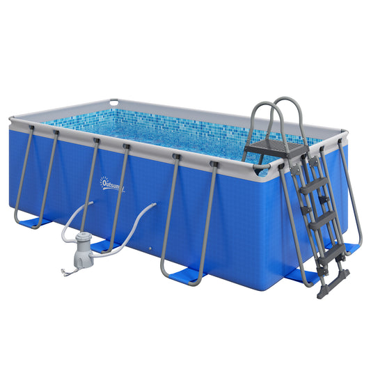 Rectangle Above Ground Swimming Pool with Pump and Ladder, Blue