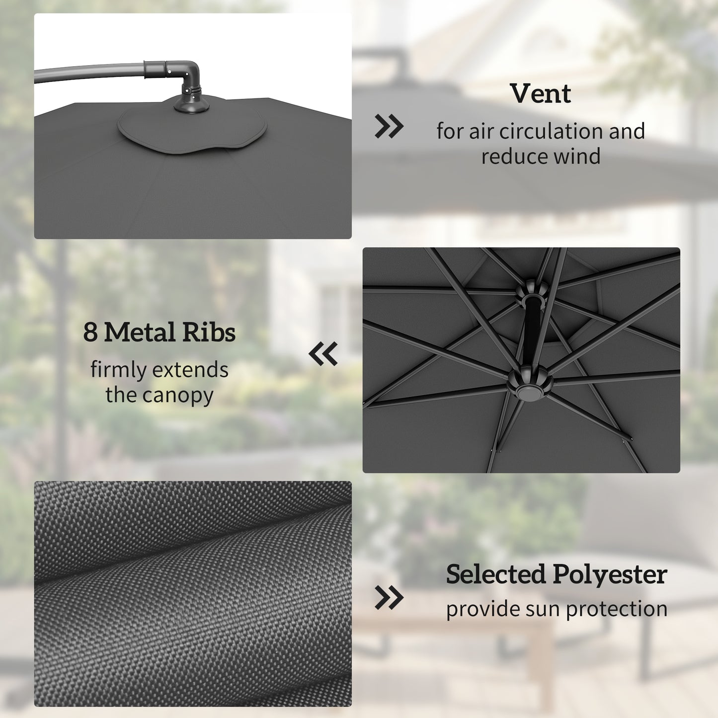 3(m) Banana Parasol Cantilever Umbrella Garden