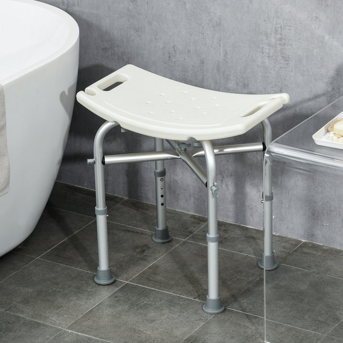 Aluminium Shower Stool for Elderly, Height Adjustable Shower Seat w/ Removable Padded Cushion, Shower Head Holder, Non-Slip