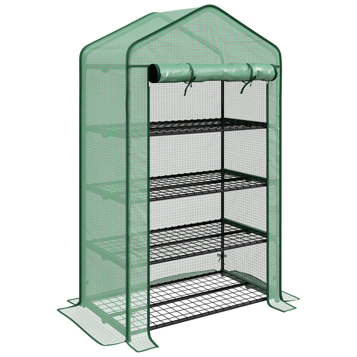 90 x 49 x 160cm Portable Mini Greenhouse with Shelves, Green