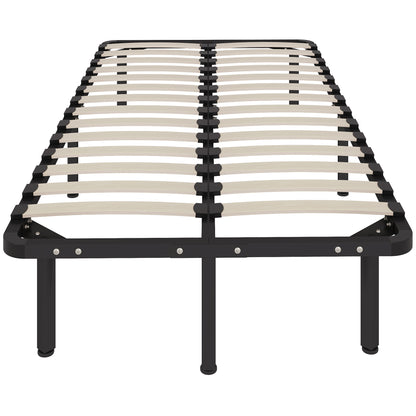 3ft Single Bed Frame, Metal Platform Bed Frame with 2 x 14 Wood Slats, No Box Spring Needed, Underbed Storage, Easy to Assemble, Black