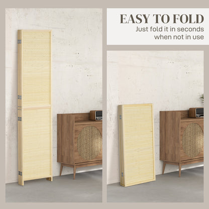 Freestanding Room Divider 4 Panel Folding Natural, 180 x 180cm