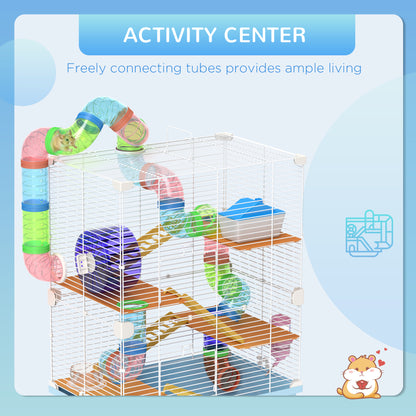 5 Tier Hamster Cage Carrier Habitat w/ Exercise Wheels, Light Blue