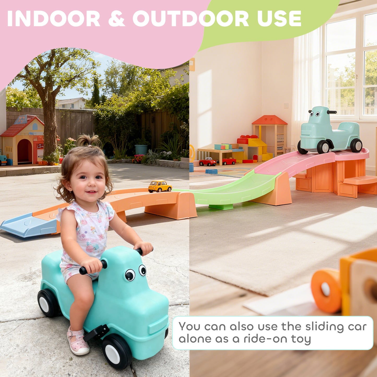 3(m) 4 Pieces Up and Down Kids Rollercoaster, for 2-5 Years, Orange