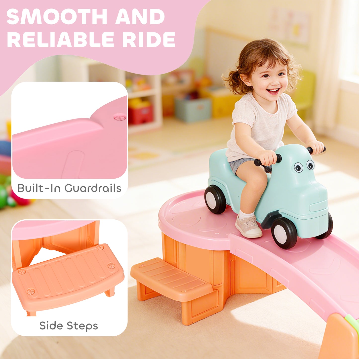 3(m) 4 Pieces Up and Down Kids Rollercoaster, for 2-5 Years, Orange