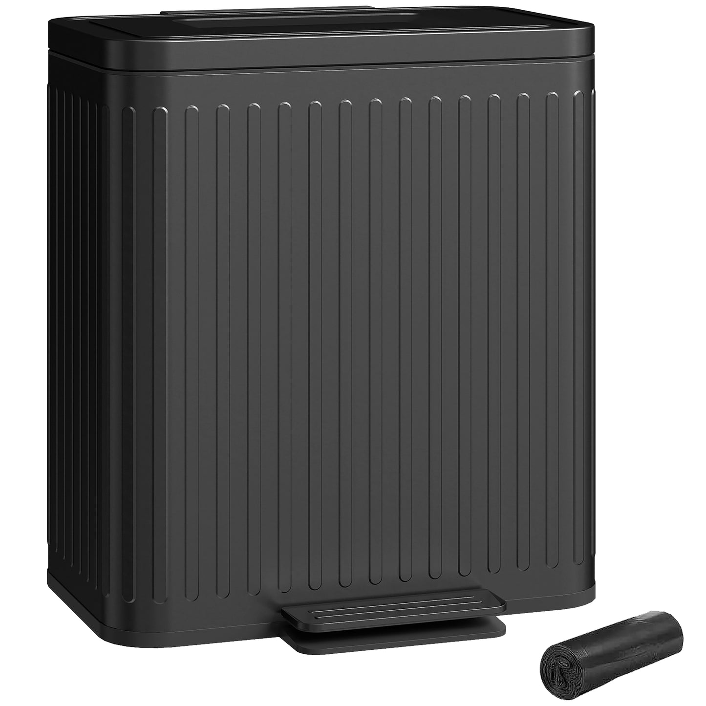 2 x 20L Double Rubbish Bin, Pedal Bin with Soft-Close Lid, Black