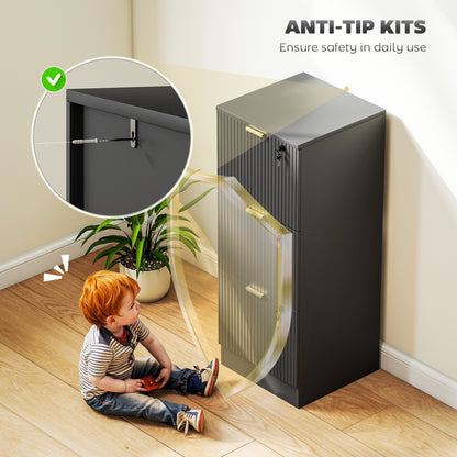 Filing Cabinet, File Cabinet with 3 Lockable Drawers and Hanging Rails