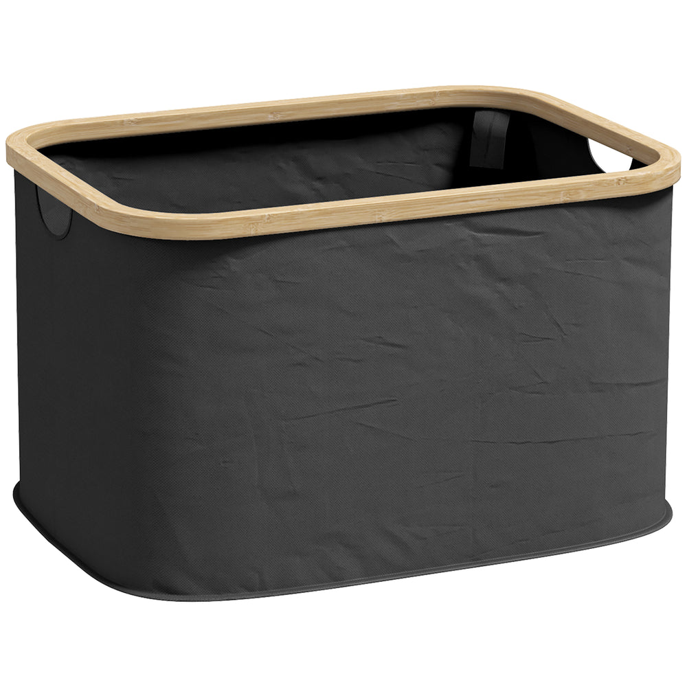 Laundry Basket, 36L Collapsible Laundry Hamper with Groove Handles, Washing Basket for Bathroom, Bedroom, Laundry Room, Black