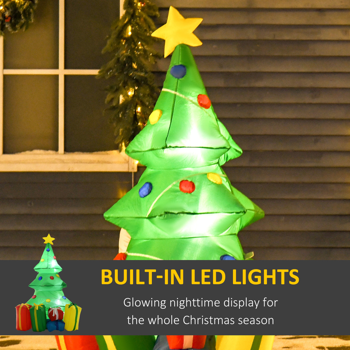 5FT Inflatable Christmas Tree Xmas Airblown Holiday Decoration Outdoor