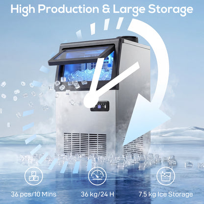 36kg/24H Commercial Ice Maker Machine with Auto Self-Cleaning