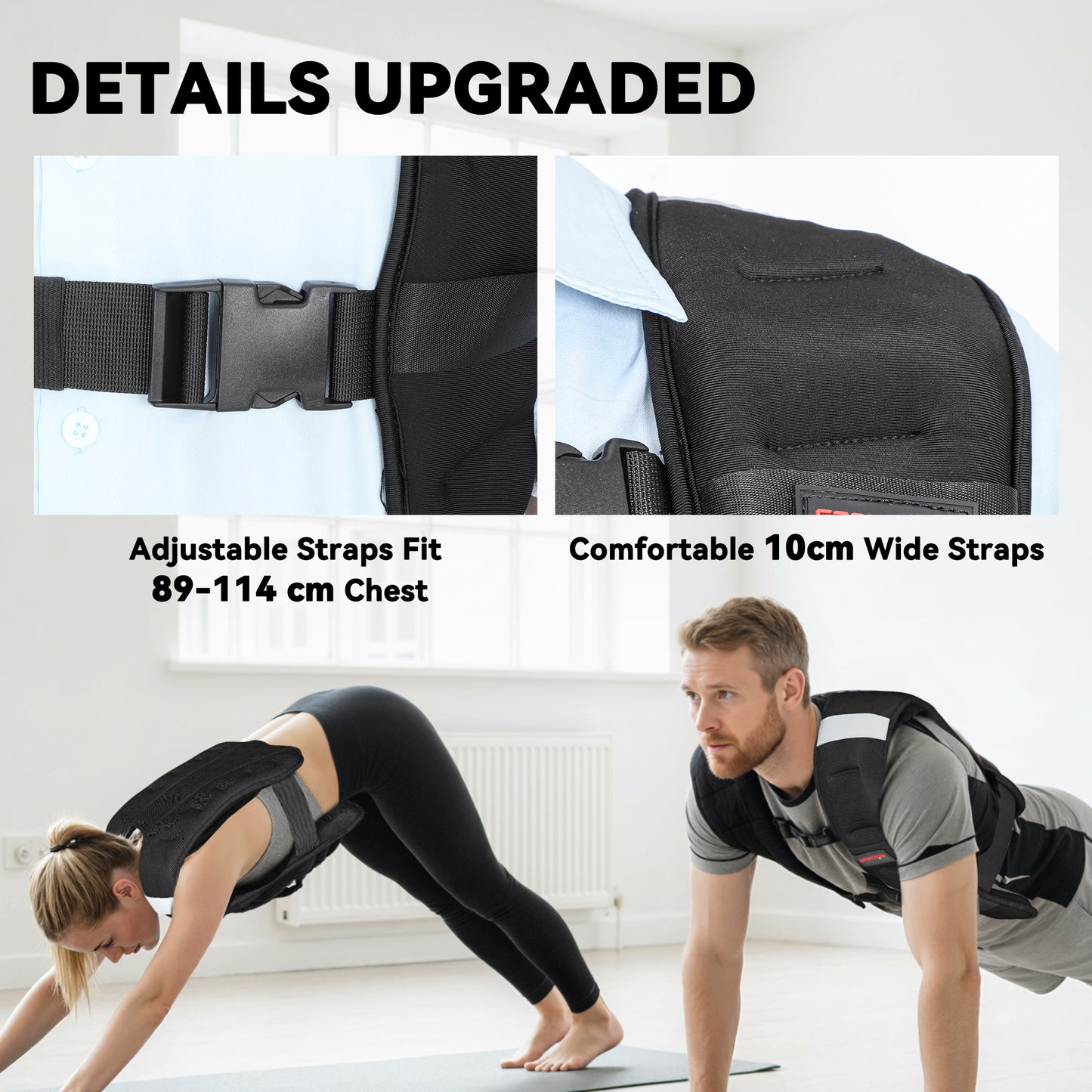 10kg Weighted Vest with Adjustable Straps and Reflective Strips