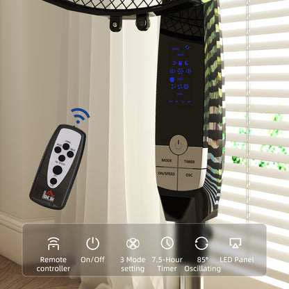 16" Oscillation Cooling Fan with Remote Adjustable Height Black