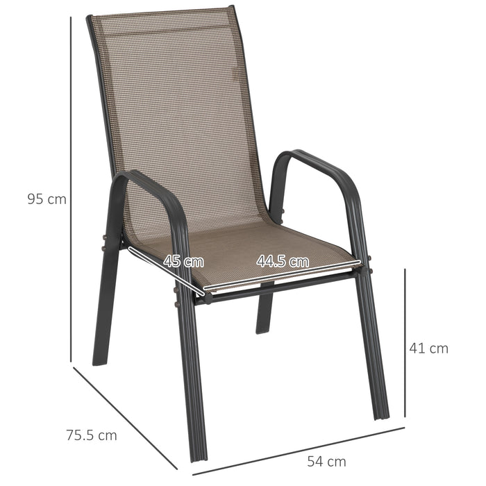 4 Pieces Garden Chairs, Stackable Outdoor Dining Chair, Grey