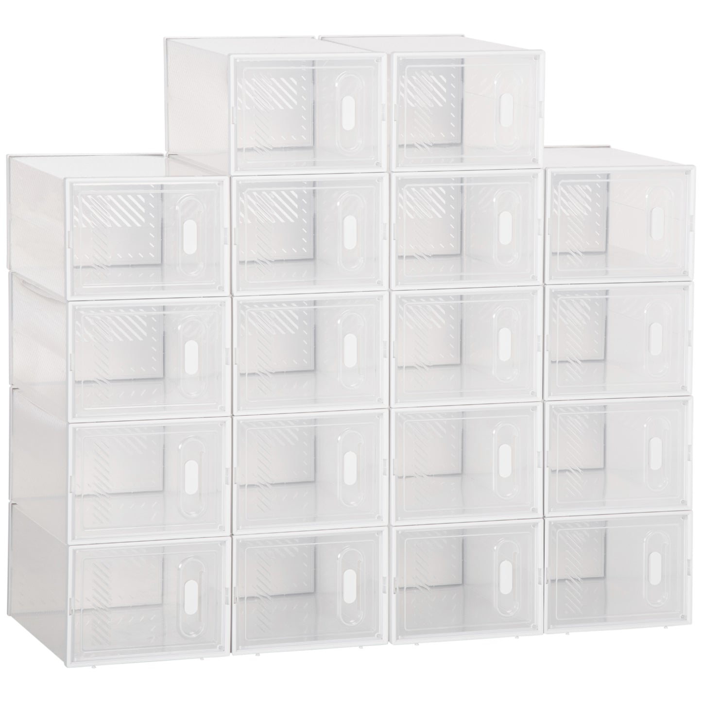 18PCS Stackable Clear Plastic Shoe Storage Box for UK/EU Size 8.5/43