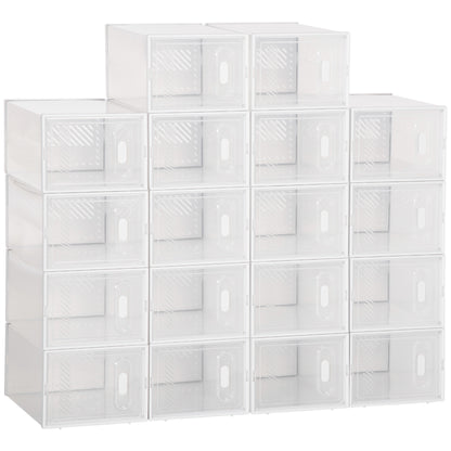 18PCS Stackable Clear Plastic Shoe Storage Box for UK/EU Size 8.5/43