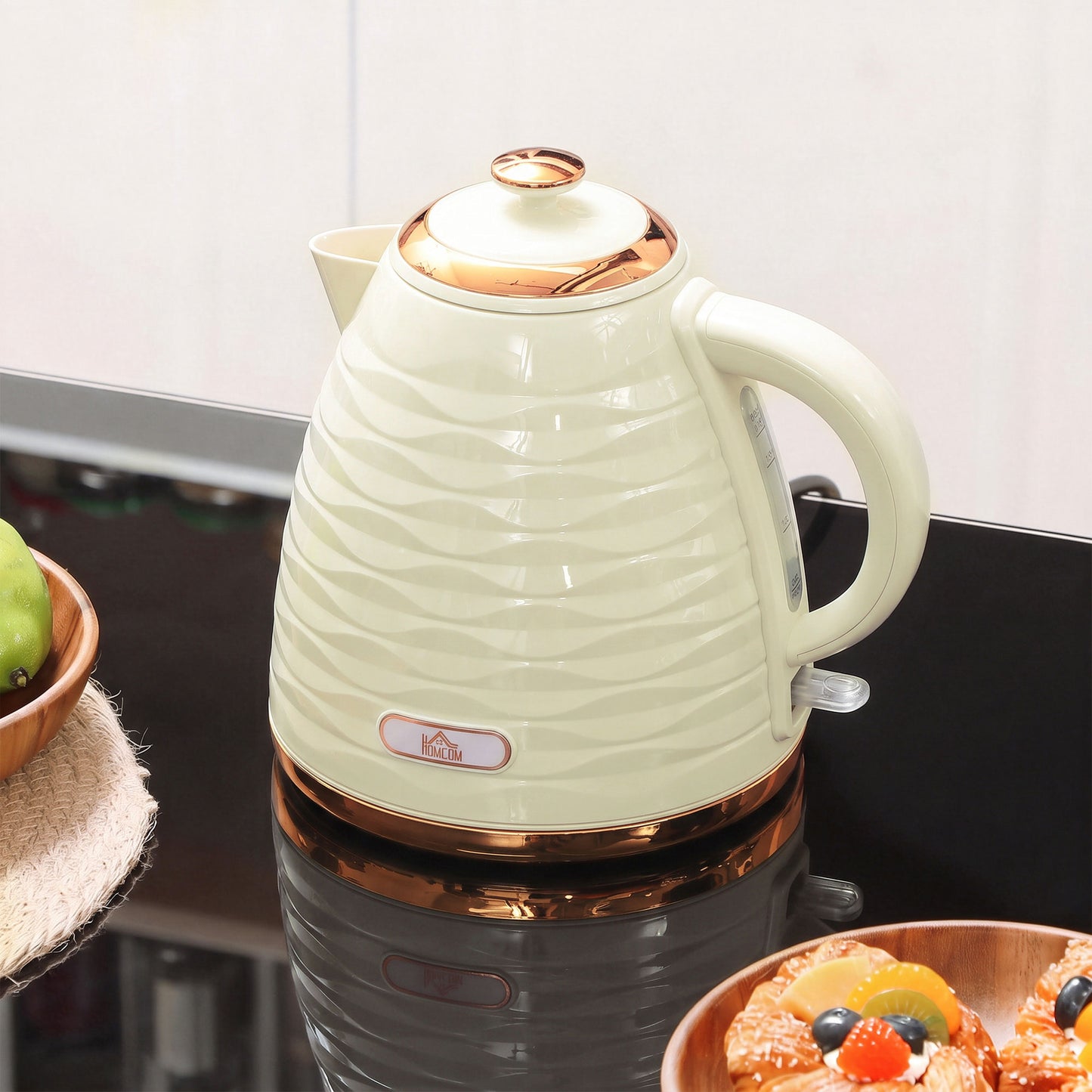 Electric Kettle, Fast Boil, 1.7L, 3kW, Swivel, Cream White Ripple