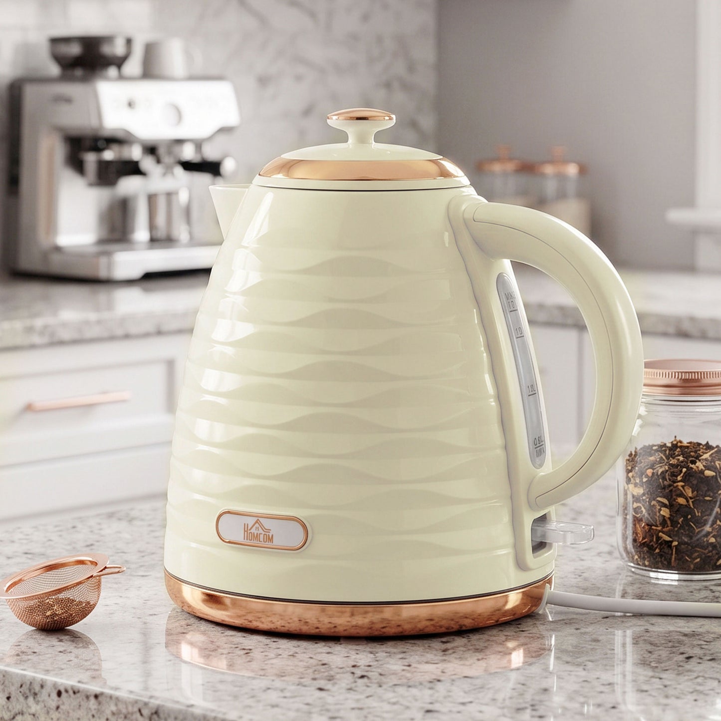 Electric Kettle, Fast Boil, 1.7L, 3kW, Swivel, Cream White Ripple