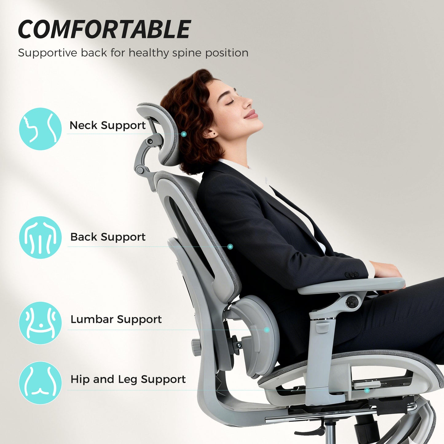 Ergonomic Office Chair, Mesh Desk Chair with Lumbar Support, Footrest