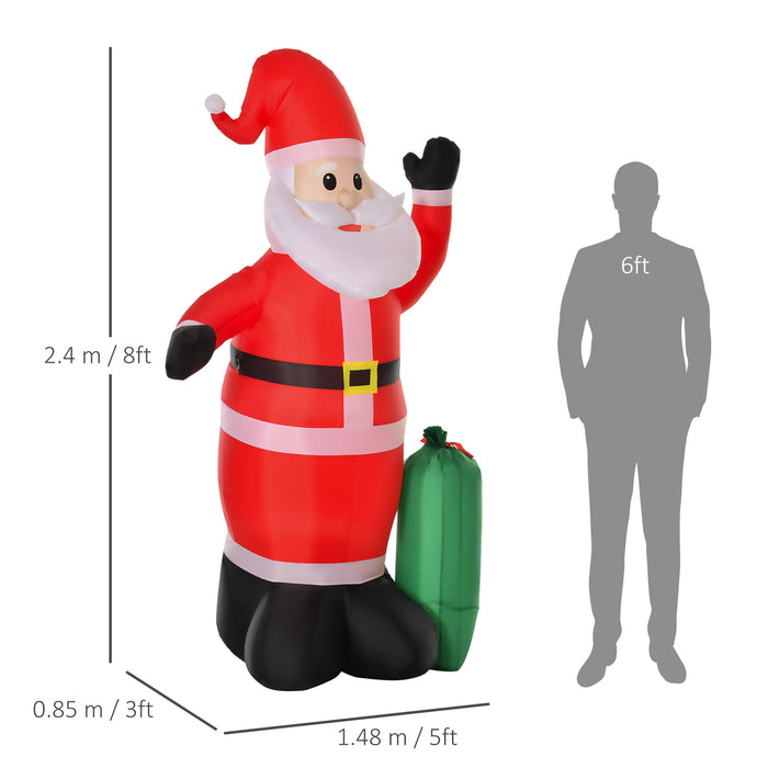 Inflatable 7.5ft Santa Claus Xmas Décor Airblown Yard LED w/ Gift Bag