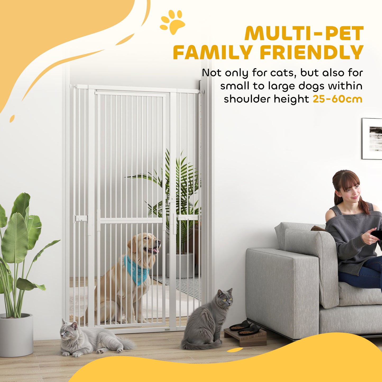 180cm Extra Tall Pet Gate Cat Gate with Narrow Gap, 76-104cm Wide